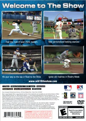 MLB 10 - The Show box cover back